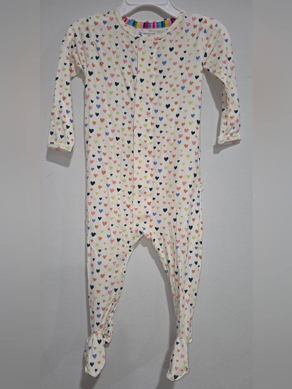Magnetic Me Cream Footie Pajamas with Multicolor Hearts